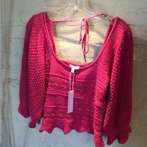 Lucy Paris fuschia knit boho  sweater